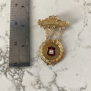 Gold and Red Holy Bible starlight Jol Crest Brooch